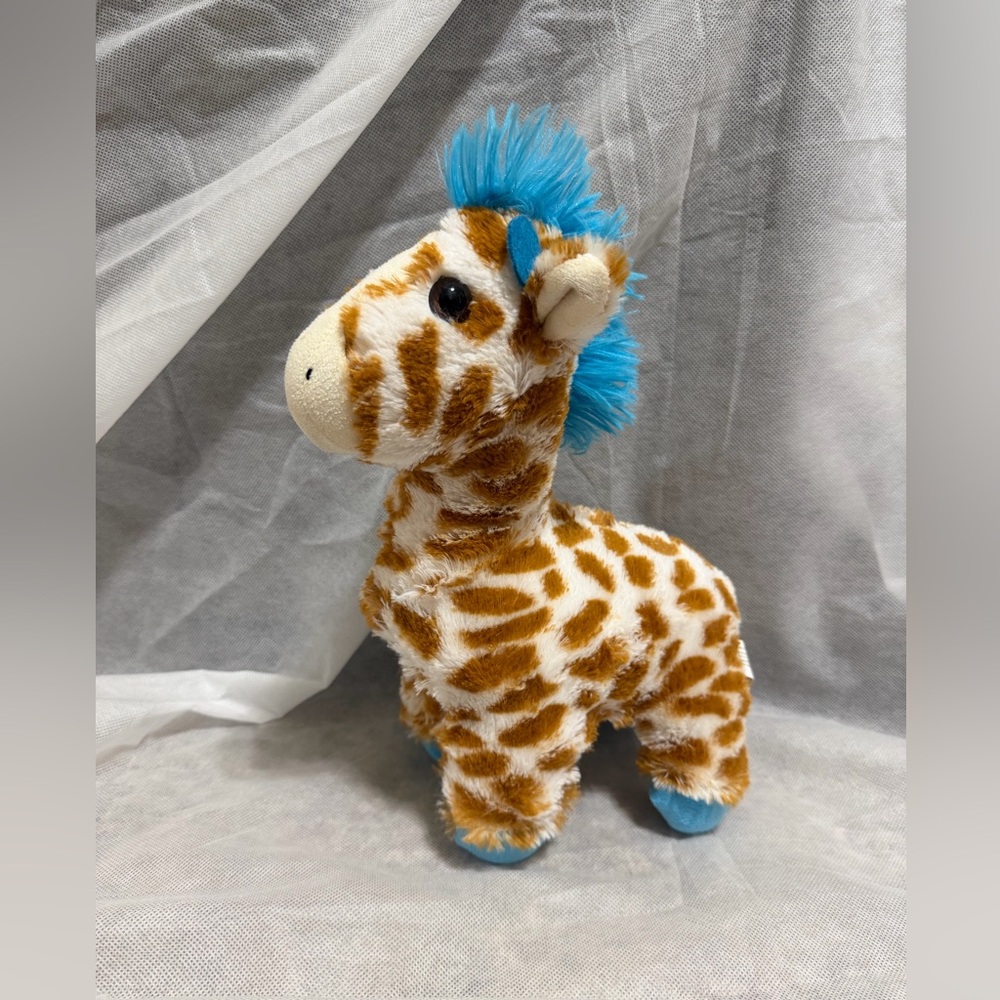 Plush‎ Giraffe Toy with Blue Accents soft! Lovey stuffed animal